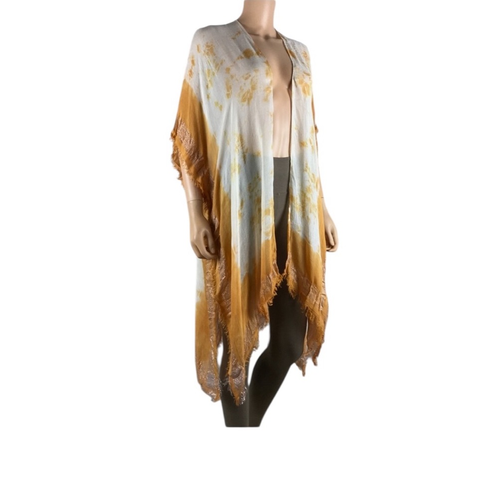 Nanette Lepore Ruana Beach Gold Tye Dye Open Cover Up